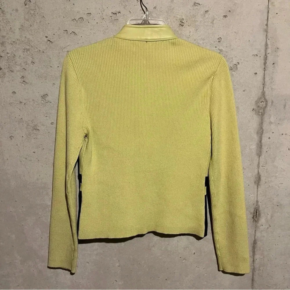 One Girl Who Like Green And Black Leather Ribbed Stretch Jacket Women’s Small S - Picture 6 of 9